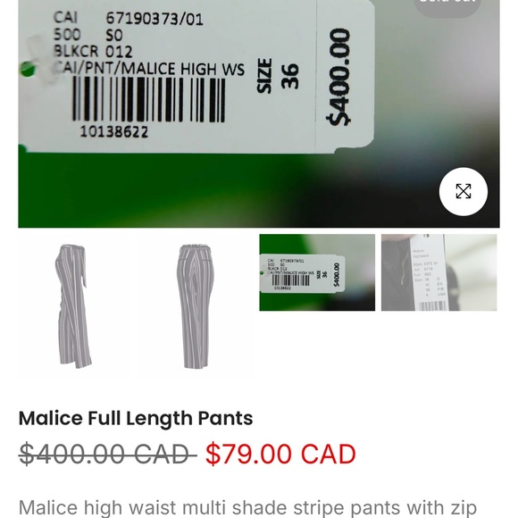 NWNT CÂMBIO Malice Full Lengths pants, size 38 - Picture 6 of 16